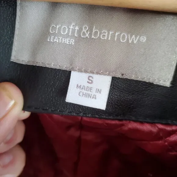 Croft & Barrow Women's Black 100% Leather Jacket/Coat W/ Belt - Size SMALL Lined - Picture 6 of 8